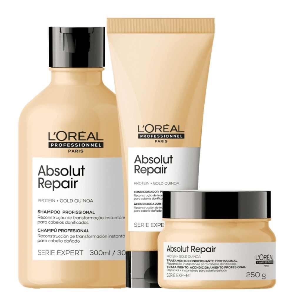 L'Oréal Absolut Repair Gold Quinoa - Shampoo 300ml + Condicionador 200ml + Máscara 250g — L'Oréal | Farmácia Resyla